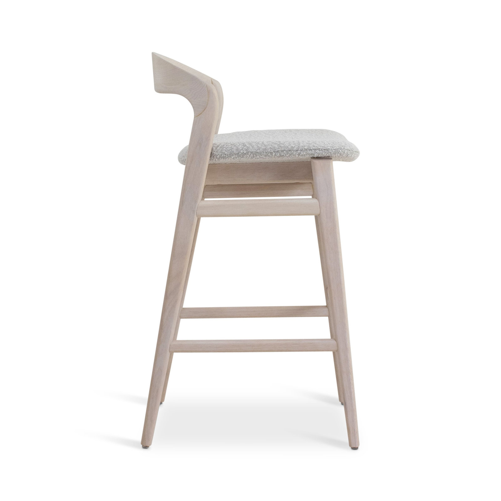 Anela Solid Wood Bar & Counter Stool, Bar Stool (29.25” Seat Height), Crafted Glaze Performance Boucle