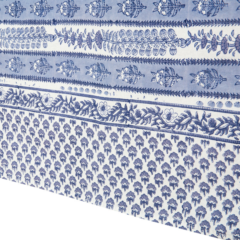 Avignon Handmade Floral Tablecloth, 142" x 71", Blue/Marine