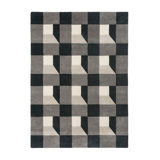 Hand Tufted Wool Geometric Area Rug in Slate/White