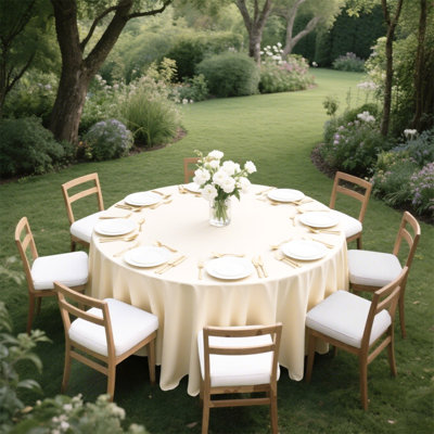 2pcs/pack Of Round 120-inch Polyester Seamless Solid Color Tablecloths, Available in multiple colors,Suitable for kitchen decoration, romantic weddings, conferences, exhibitions, this high-quality kitchen decorative accessory is a round tablecloth