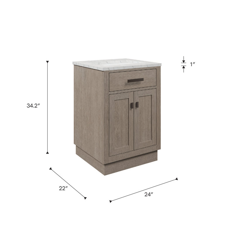 Chestnut 30" Single Bathroom Vanity With Counter Top, Cabinet, Basin(S) Only, Gray Oak, 24"W x 21.6"D x 34.2"H