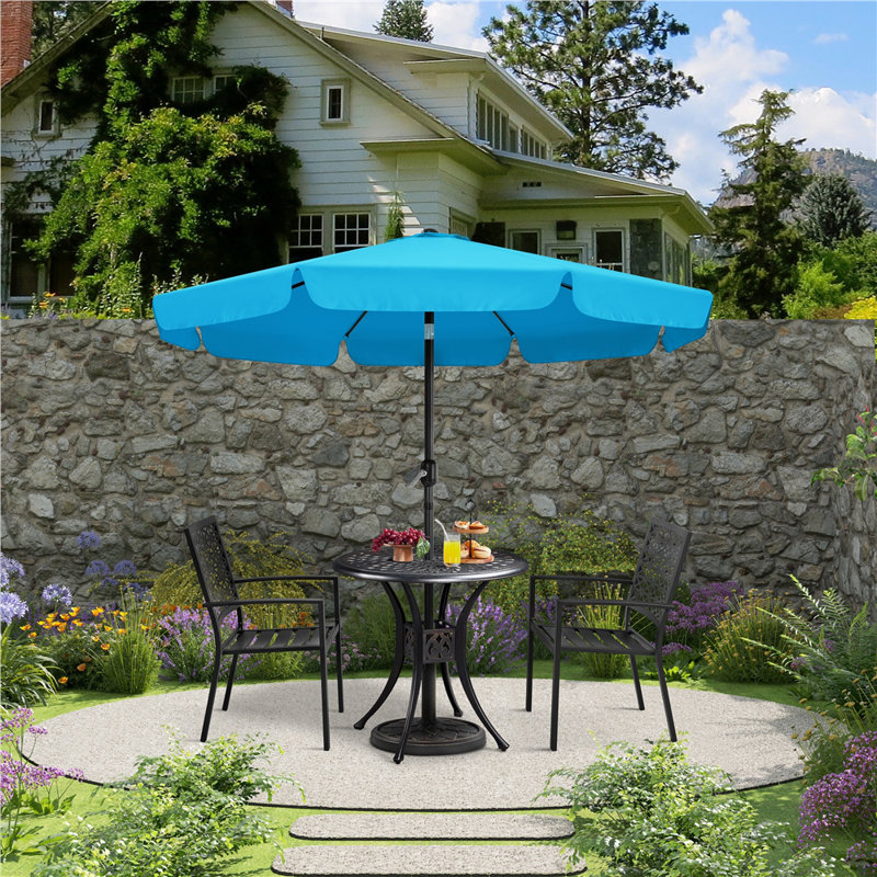 Parasol de terrasse inclinable 108 "avec bouton poussoir Harworth, Bleu ciel