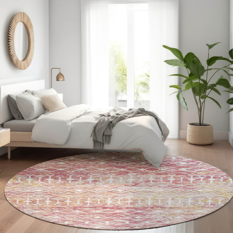 Tapis intérieur / extérieur rose Calandria, 8 pi x 8 pi