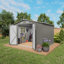 Remise de rangement extérieure 10 X 8 pi, grande remise de rangement en métal, porte verrouillable et évent d'air, remise pour outils de jardin à fenêtre transparente pour vélos, outils, tondeuses à gazon, arrière-cours, patios, pelouses - Gris-123375543