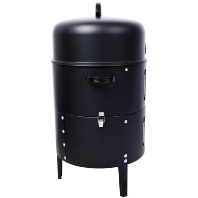 Black Steel Outdoor Smoker With Ample Cooking Space And Convenient Access Doors Charcoal For Delicious Enhanced Temperature Management