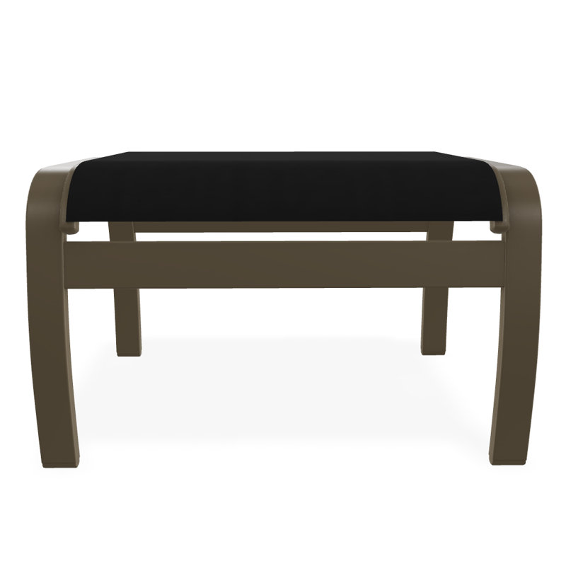Repose-pieds d'extérieur avec coussin Askar, Noir 5D Sunbrella®, Bois de plage texturé