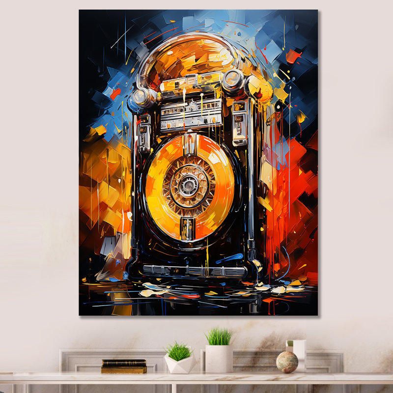 Jukebox Machine Neon Grooves 4 - Jukeboxes, art mural, Toile tendue, H 32 po x l 16 po x P 1 po