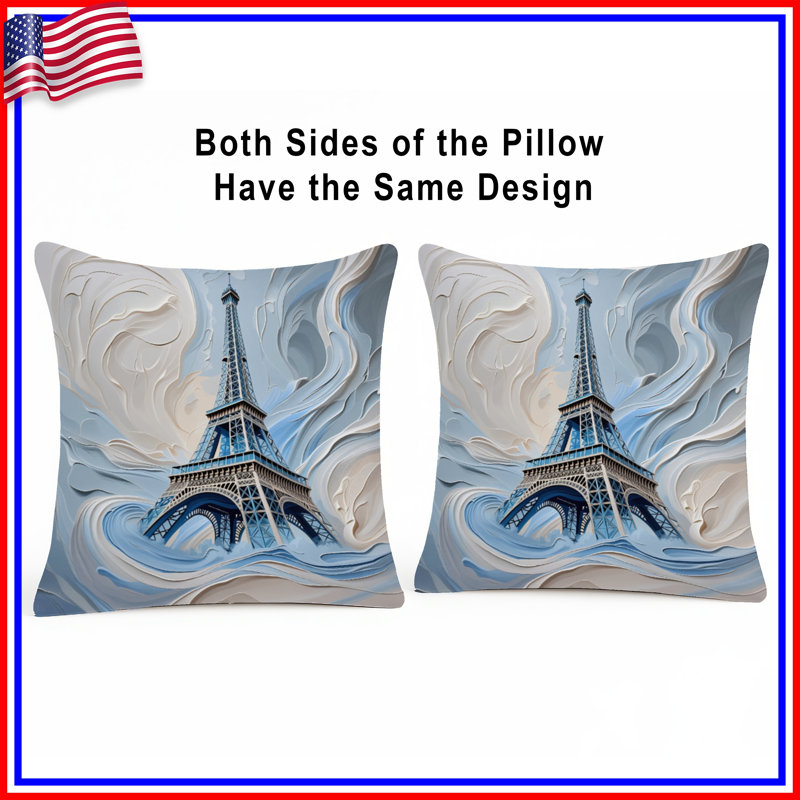 Coussin Tour Eiffel, coussins double face Architecture, 16 po x 16 po