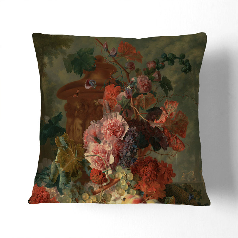 Still Life with Flowers and Fruit Vol.4 Scatter Cushion, Black, 40cm H x 40cm W x 15cm D