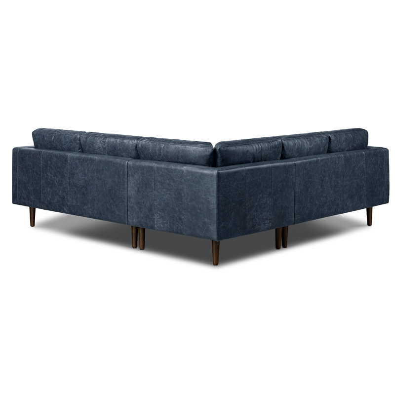 Canapé modulaire en cuir véritable Napa, Cuir véritable bleu nuit