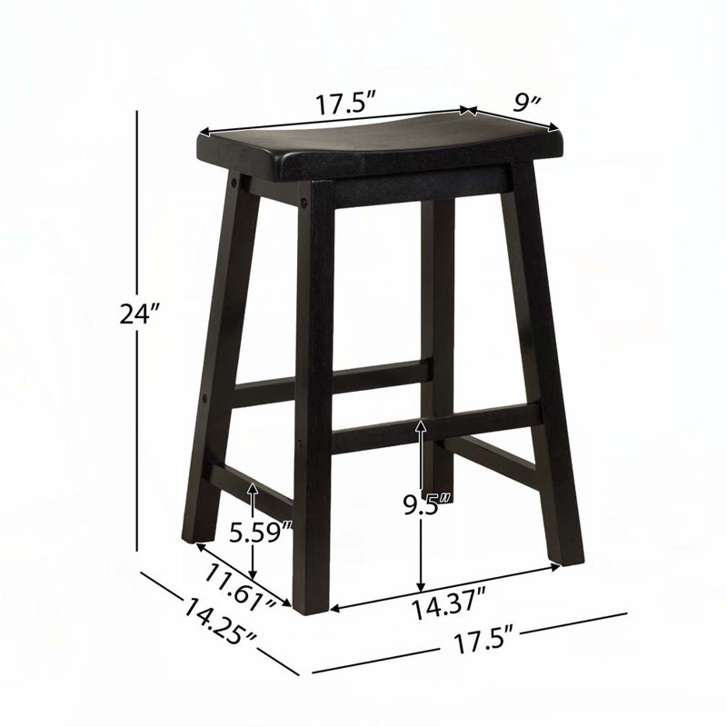 Tabouret en bois sans dossier 24 po, Noir