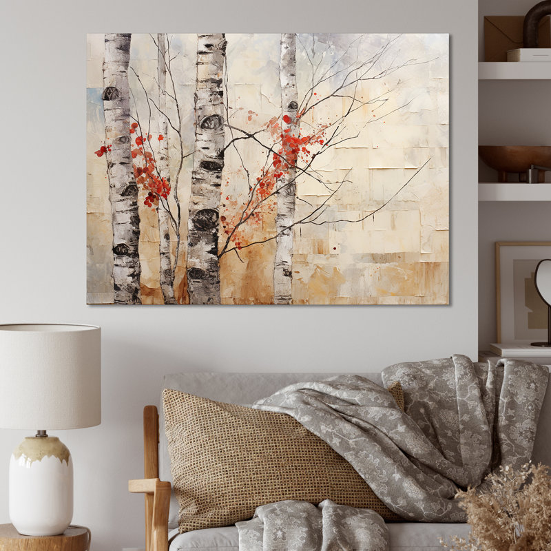 «White and Red Birch Wood In Winter I», reproduction sur toile, Toile tendue, H 24 po x l 32 po x P 1 po