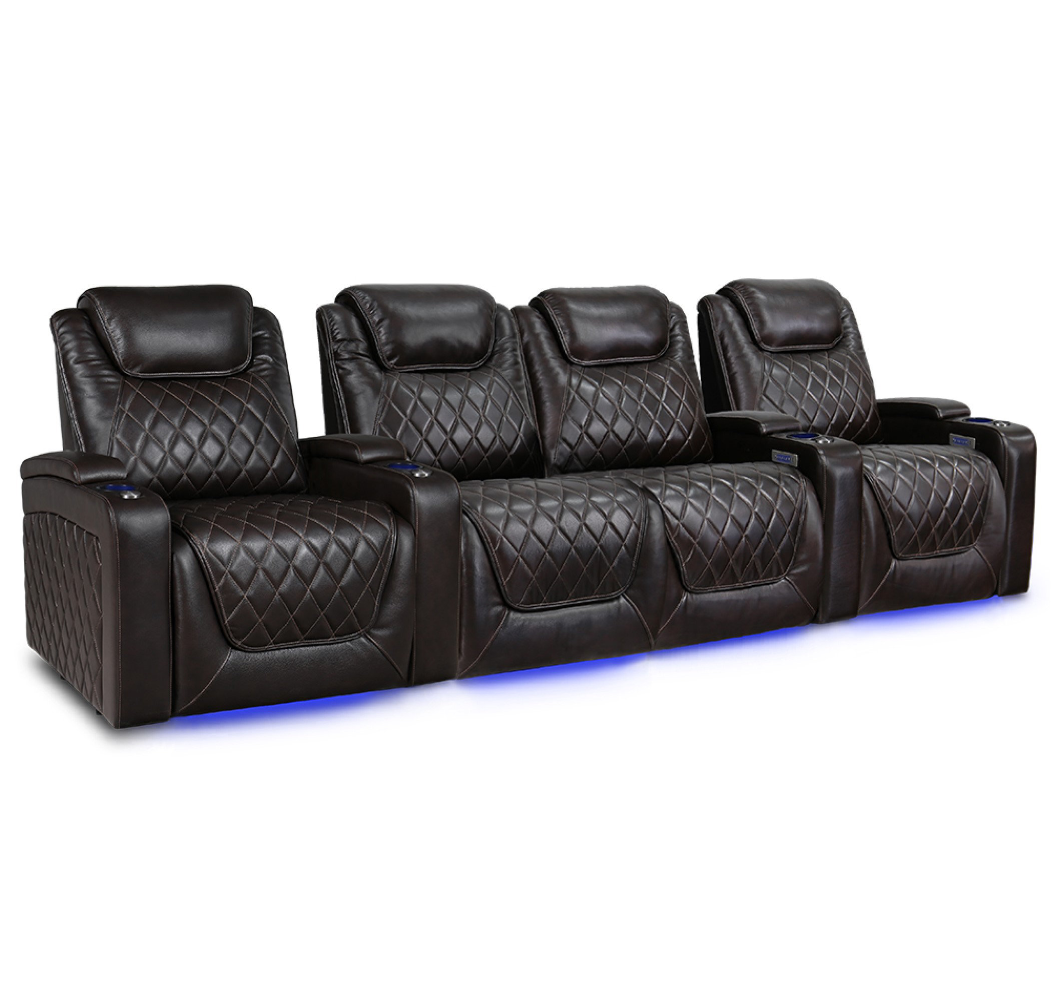 Valencia Theater Seating 136.5'' Wide Genuine Leather Home Theater with ...
