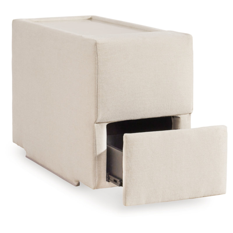 Canapé modulaire 6 pièces avec méridienne et console de rangement Chobanyan, Face à la droite, Polyester beige