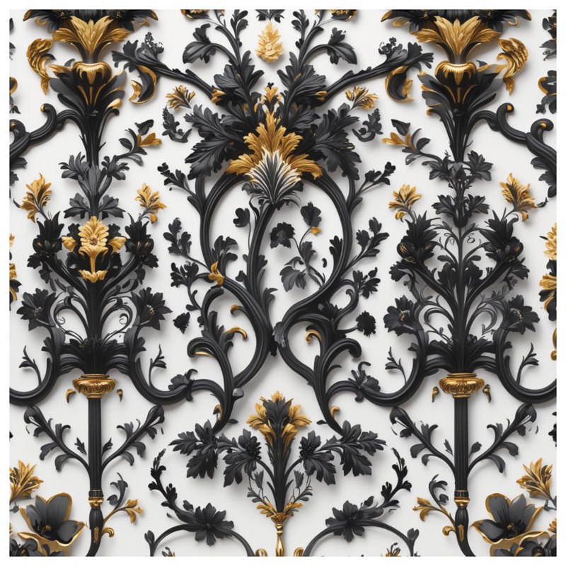 Édredon noir à motif floral noir, Très grand lit
