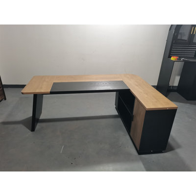 78.7" L-shaped Office Desk With Cabinet, Large Executive Computer Desk With Storage Shelves by Latitude Run