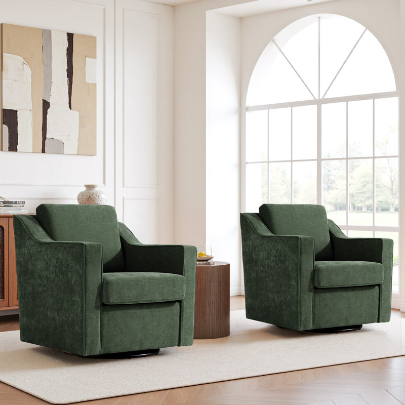 Upholstered Swivel Armchair, Green