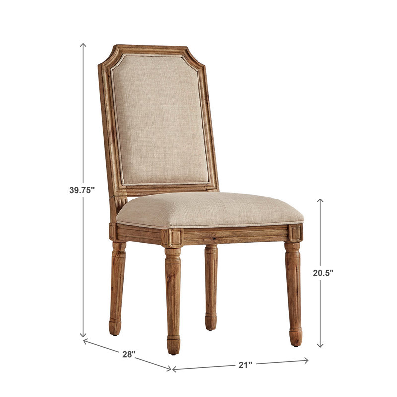 Hildemar 20.5'' H Linen Upholstered Side Chair, Beige, Natural