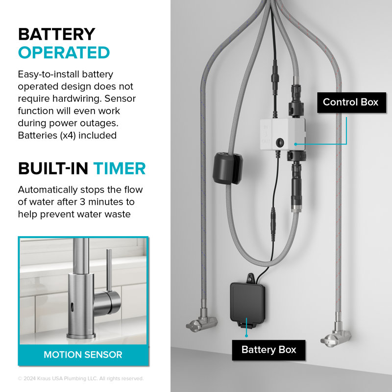 KRAUS Bolden Motion Sensor Single Handle Pull Down Touchless Kitchen Faucet,  Stainless Steel