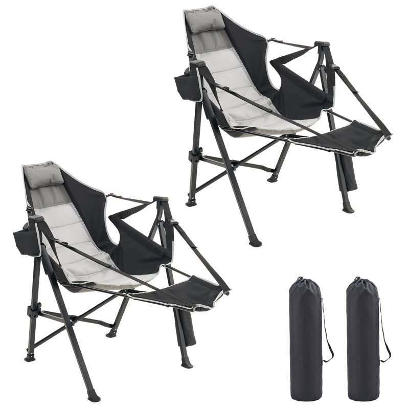 Chaise berçante de camping pliante avec appui-tête et repose-pieds amovible Norockescomce Hamac, 2