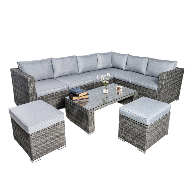 Brusch Rattan 7- Person Seating Group with Cushion