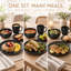 Service de vaisselle 16 pièces pour 4 personnes | Ensemble de grandes tasses, assiettes à salade et bols, plats de haute qualité résistants aux ébréchures et aux fissures, va au lave-vaisselle et au micro-ondes, noir mat