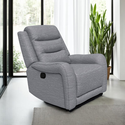 Fauteuil inclinable manuel avec accoudoirs à volutes Clair, structure en bois gris