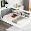 Lit plateforme simple en bois blanc avec tête de lit avec rangement, 2 tiroirs, tablettes pratiques pour le rangement dans la chambre à coucher