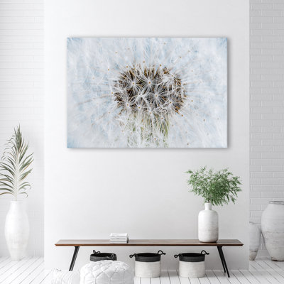 Painting, White Dandelion Plants - No Frame Print on Canvas