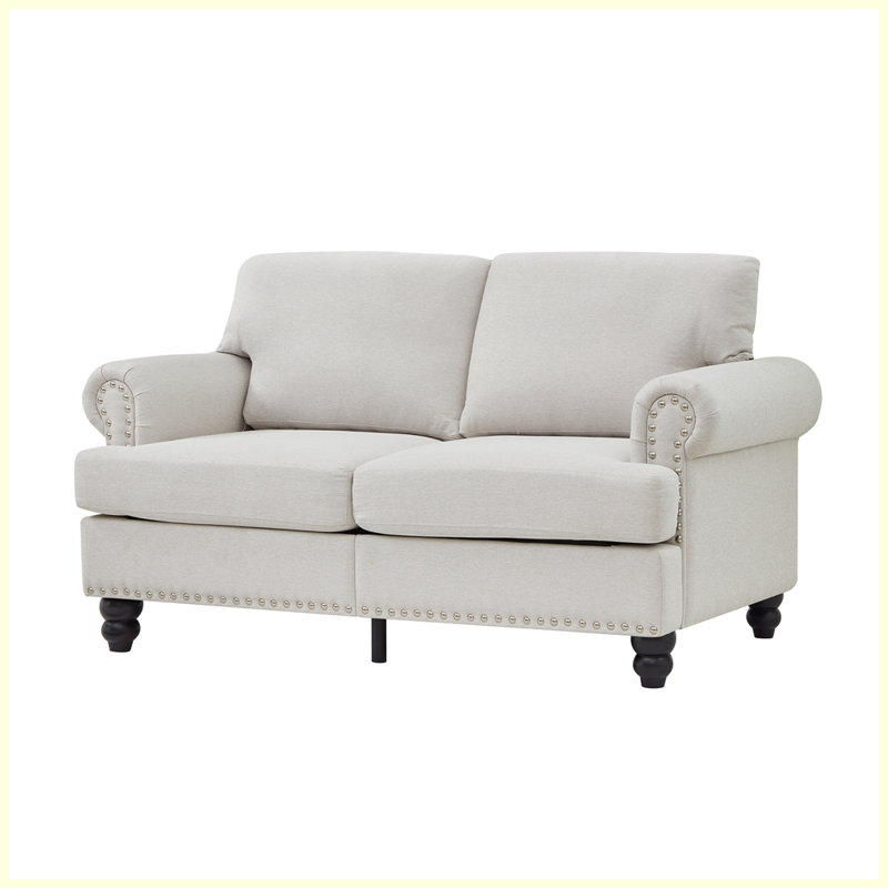 Canapé moderne avec accoudoirs et clous, Beige