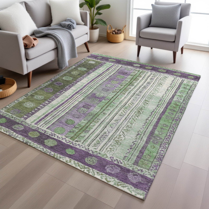 Machine Washable Indoor/Outdoor Xhevrie Purple Rug, Rectangle 5' x 7'6"