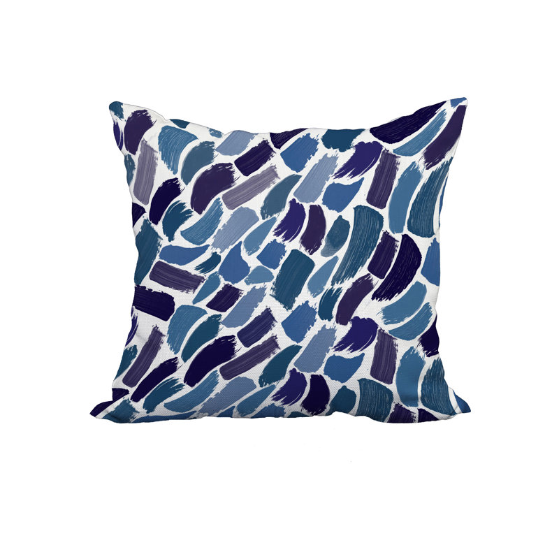 Blue Abstract Brushstroke Reversible 20"x20" Throw Pillow