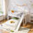 Twin over Full House Bunk Bed with Slide and Built-in Ladder, Solid Wood Frame, White-1882904352