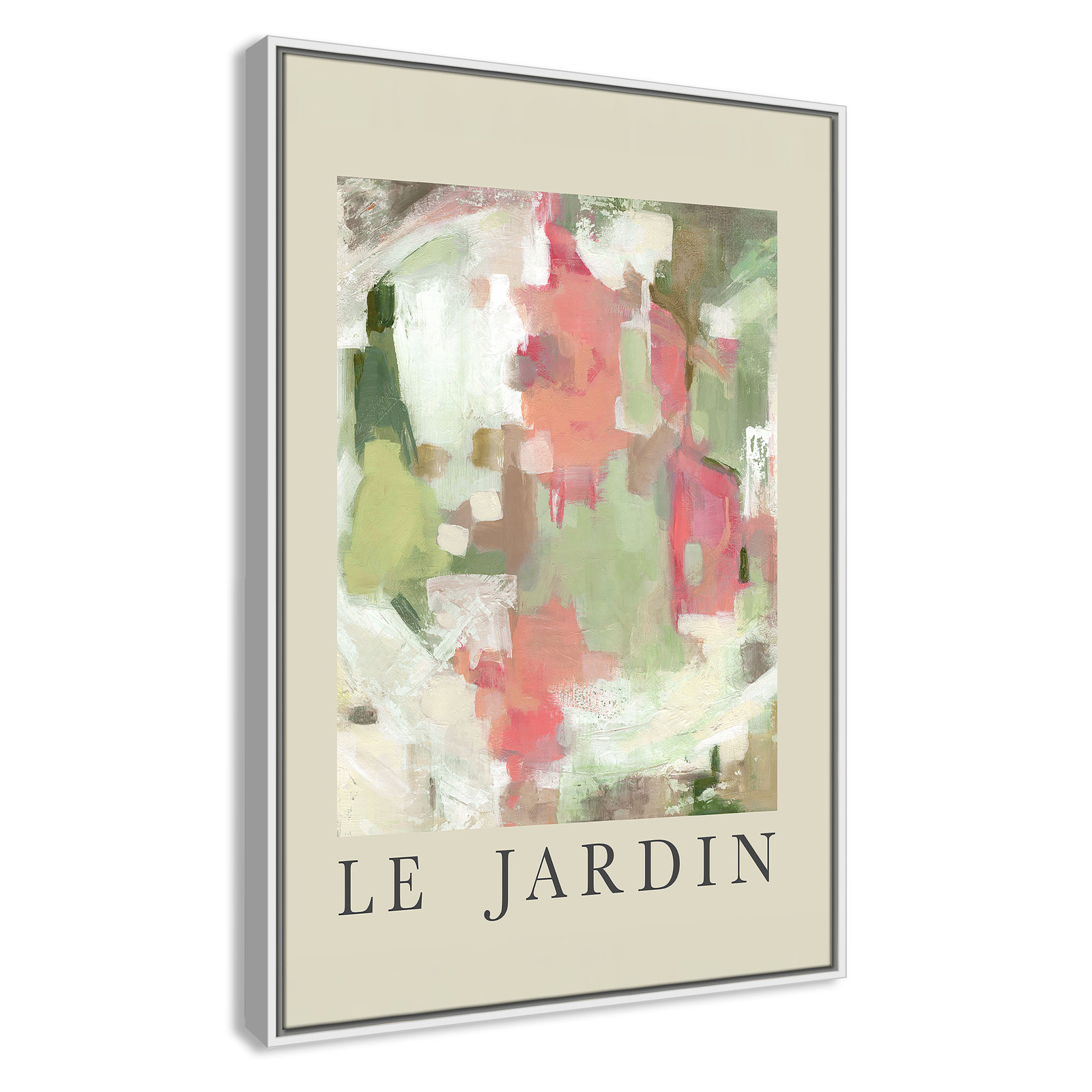 Riya "Le Jardin" Print by Carol Robinson, White Floater Frame, No, 37.5" H x 25.5" W x 2" D
