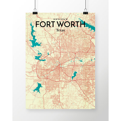 Fort Worth City Map - Unframed Graphic Art