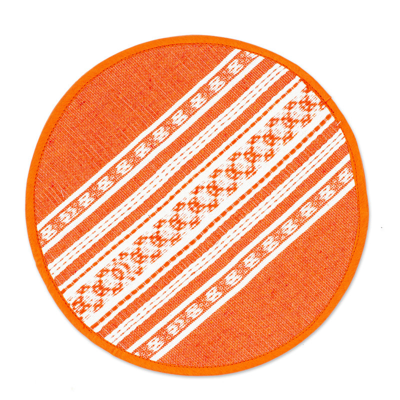 Clara-Marie Cotton Nautical Round Placemat, Orange