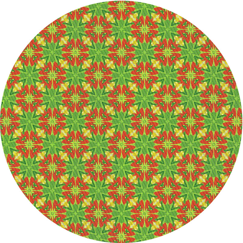 Tapis vert/rouge à motifs Wodonga, Rond 7 pi