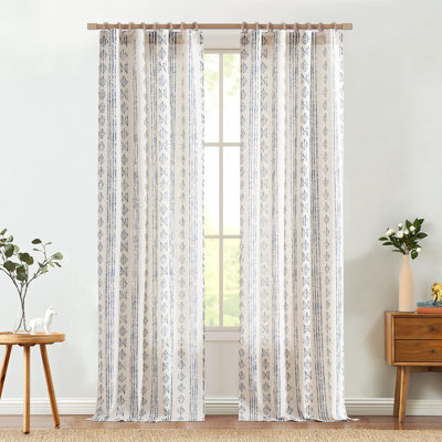 Linen Blend Semi-Sheer Rod Pocket Curtain Pair