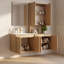 Meuble-lavabo flottant simple 48 po avec armoire supérieure, lavabo en céramique et conception sans poignée-132947839-132947838