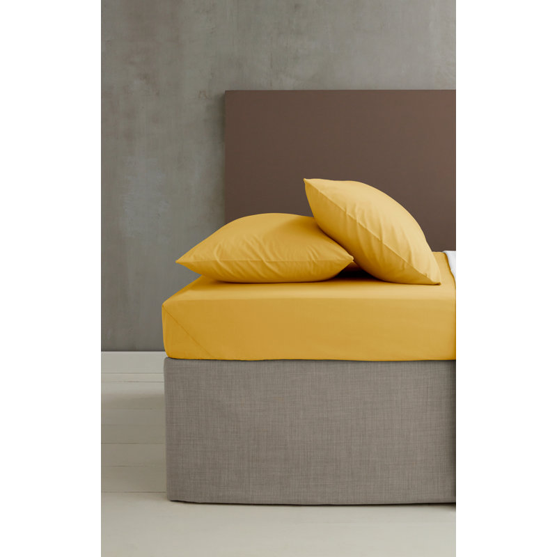 Easy Iron Percale Extra Deep Fitted Sheet, Super King (6'), Yellow