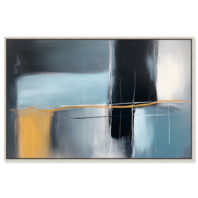 Art moderne, art moderne sur toile Boho, H 17 po x l 25 po x P 2 po, Argent argent, Reproduction encadrée sans passe-partout
