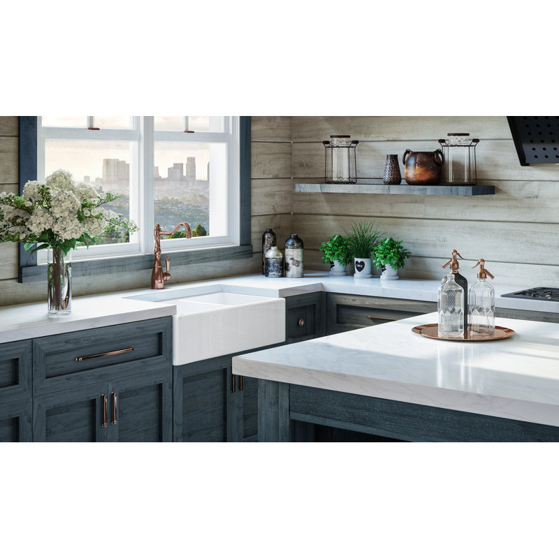 Luxury 33" L x 20" W Double Basin Undermount Kitchen Sink with Basket Strainer, Polished Rose Gold Accessories