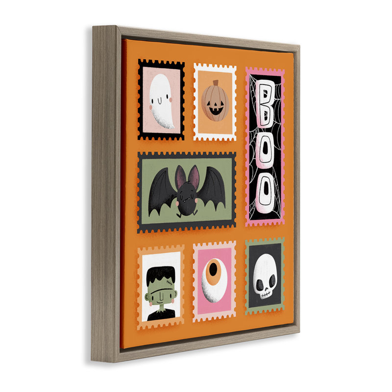 Cadre flottant Spooky Cute Halloween Stamps, design par Sarah Hickman, Cadre flottant orme Montalcino, H 18 po x l 18 po
