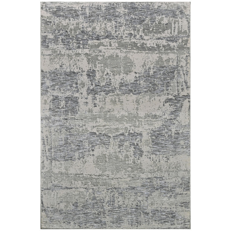 High-Quality Hand-Knotted Silver And Black Area Rug
