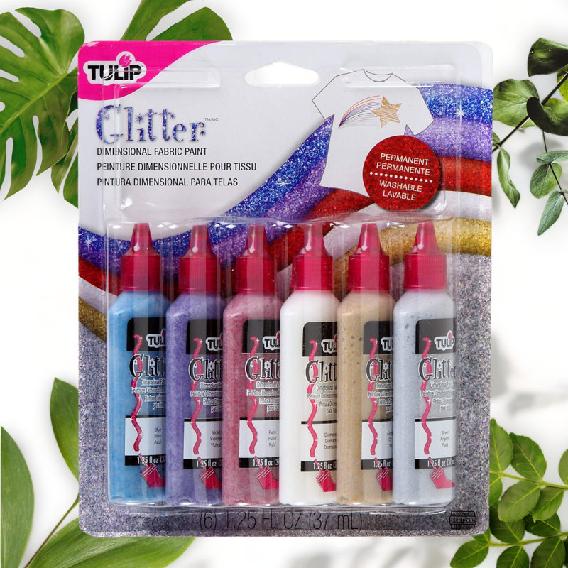 SparkleShades 3D Metallic Fabric Paint 6 Pack Glitter