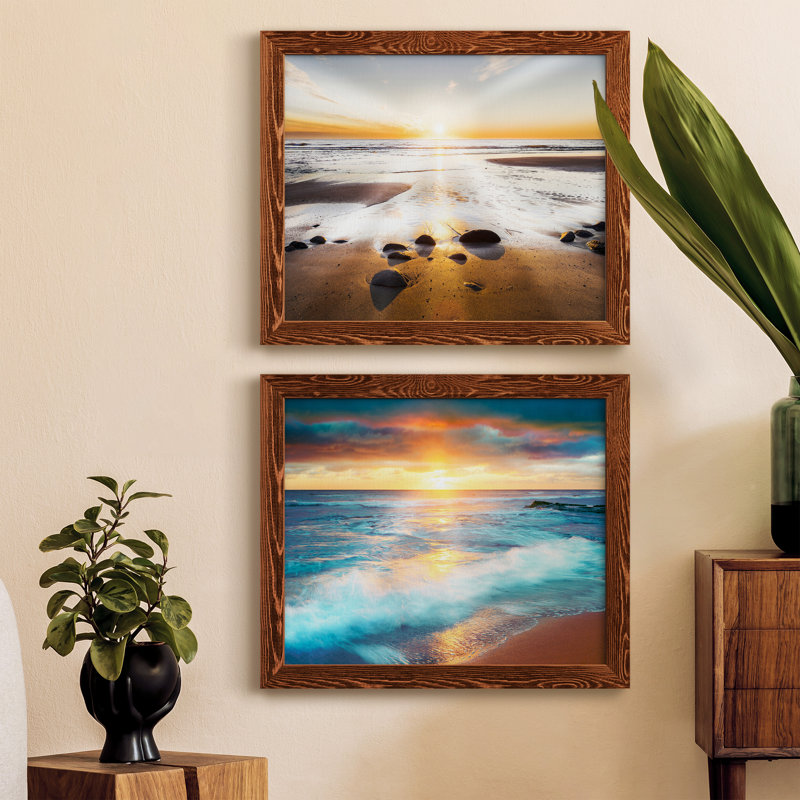 Affirmation de lumière - ensemble de 2 photos sur toile encadrées, H 20 po x l 34 po x P 1,5 po, Cadre en érable