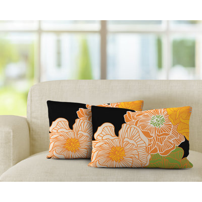 Floral Outdoor Reversible Throw Pillow