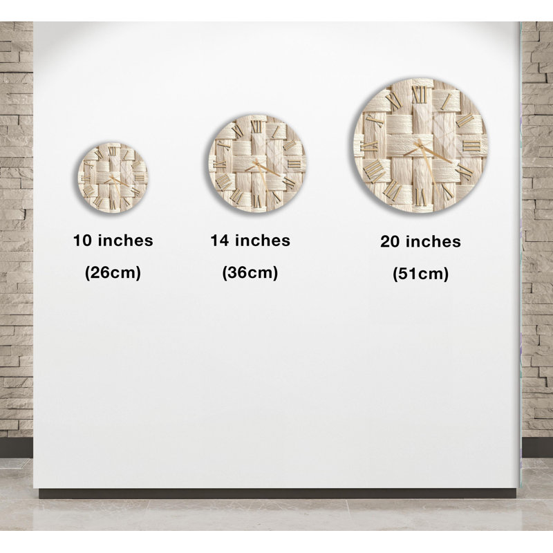Horloge murale en verre trempé tissé, style rustique beige, décoration intérieure, art mural, idée cadeau unique, 10 pouces