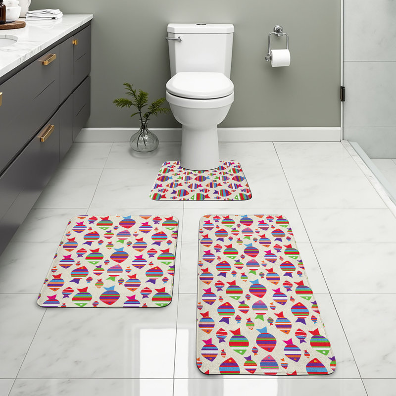  Multicolore poisson ensemble de tapis de salle de bain 3 pièces