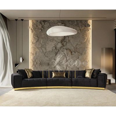 Michelle Velvet 3-Piece Curved 165" Sectional